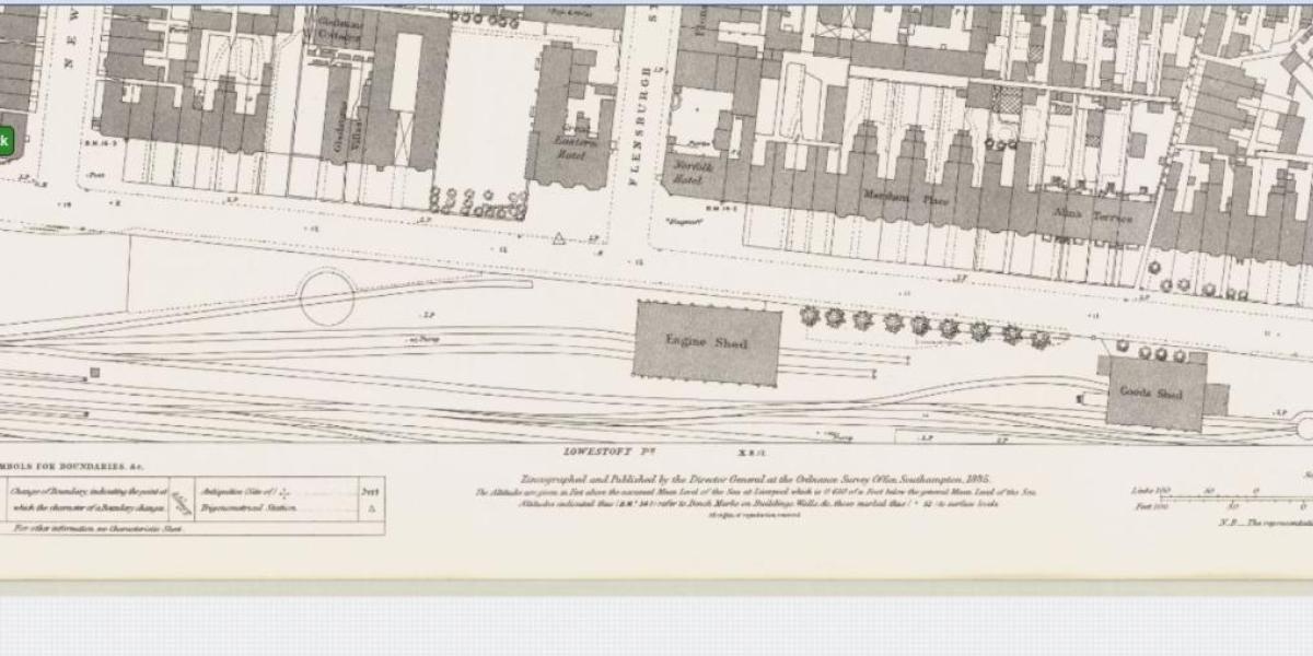 Image OS Map 1895 showing shed and turntable