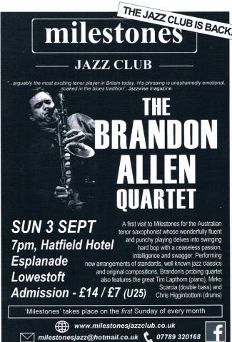 Milestones Jazz Club - Brandon Allen Quartet