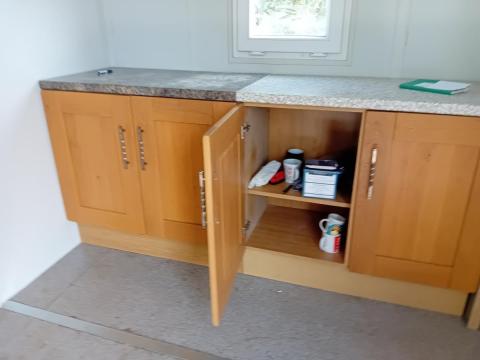Storage cabinets with work surface pic