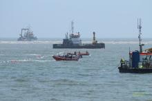 cable ships off Pakefield beach