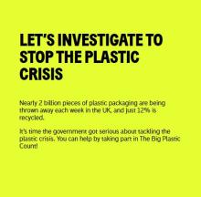 Poster Let's Investigate to stop the plastic crisis